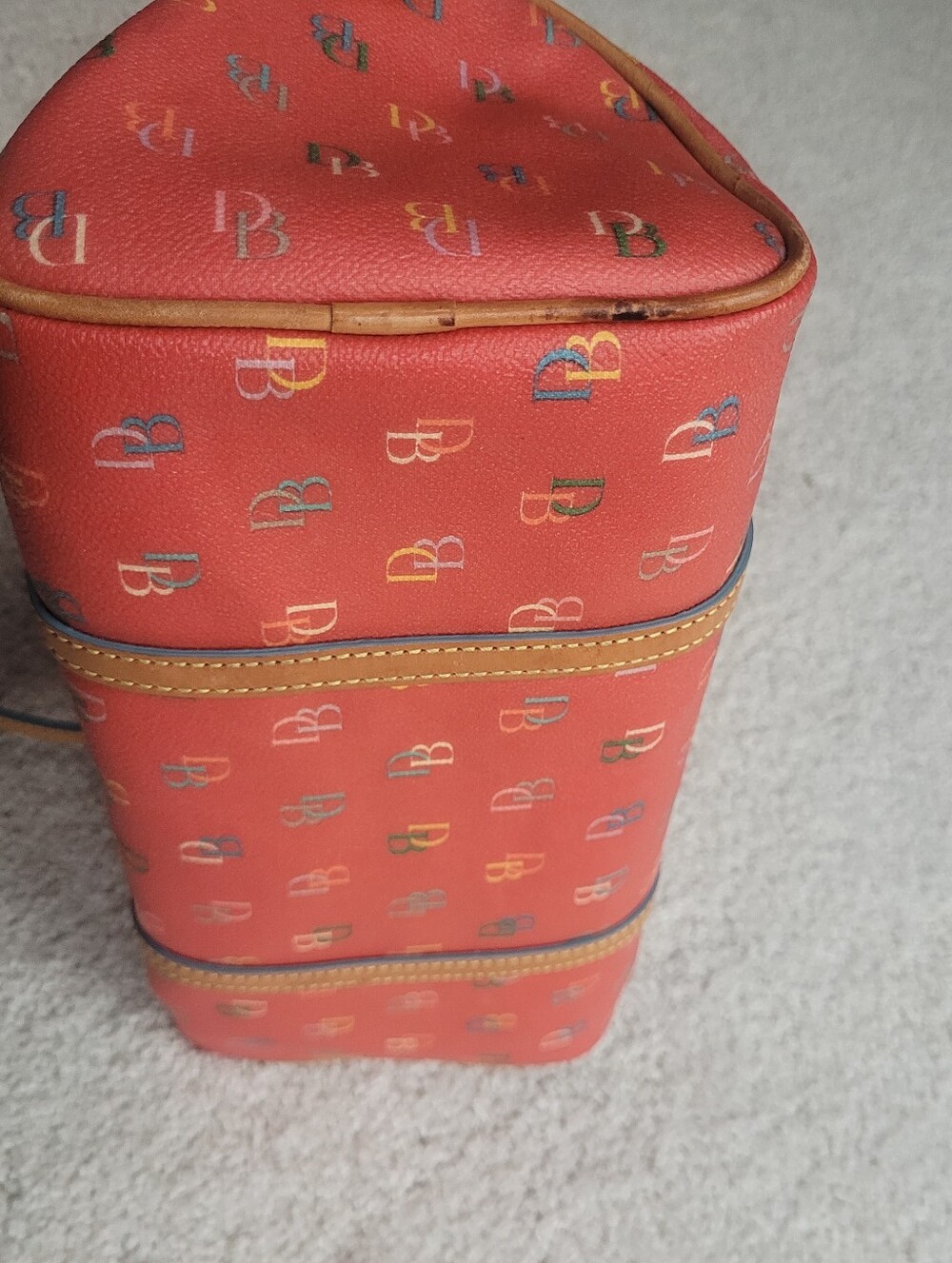*Rare* Y2K Dooney & Bourke Barrel Shoulder Bag Rainbow Monogram Vachetta Leather - Picture 11 of 11